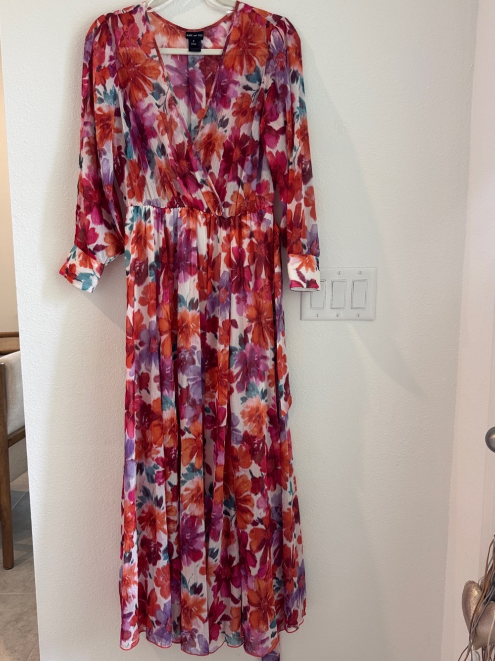 Floral Wrap Maxi Dress in Pink & Orange - Elegant Women's Summer Dress